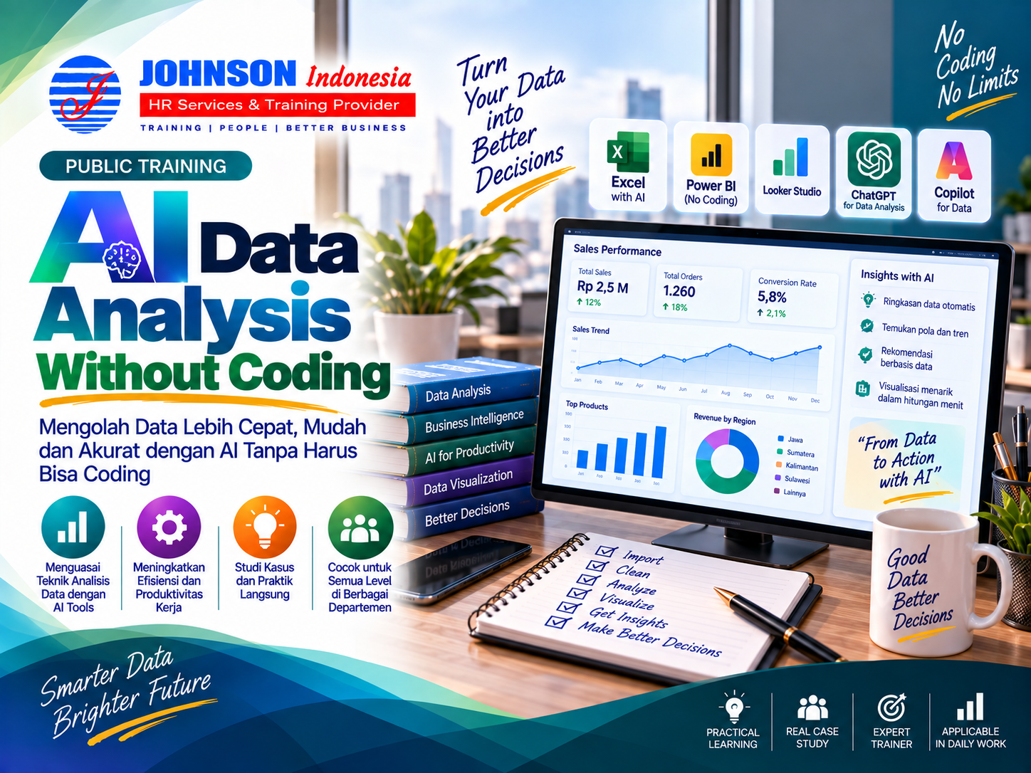 = Training AI Data Analysis Without Coding Johnson Indonesia
